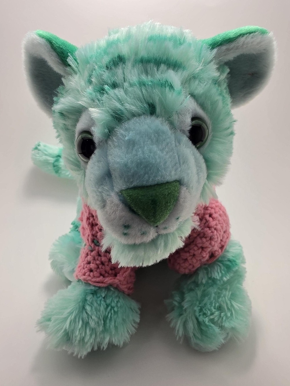 Cuddlekins Mint Green Tiger Wild Republic Plush Stuffed Animal Sewn In Sweater
